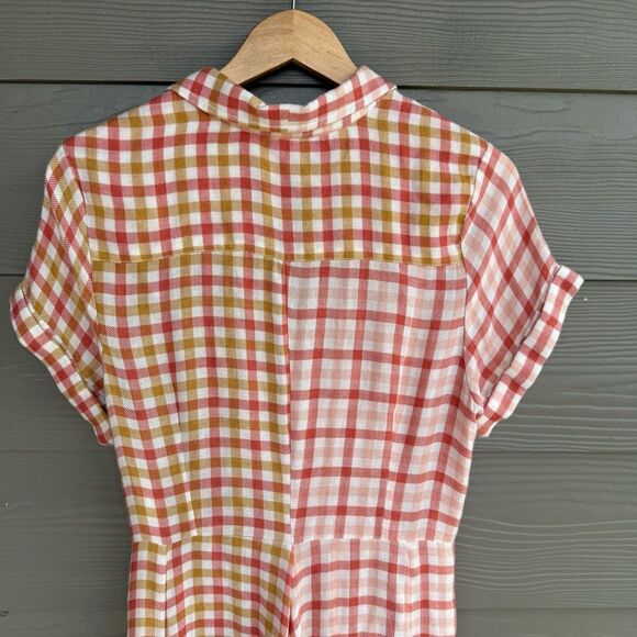 Anthropologie Pink and Cream Plaid Midi Dress - Picture 6 of 8